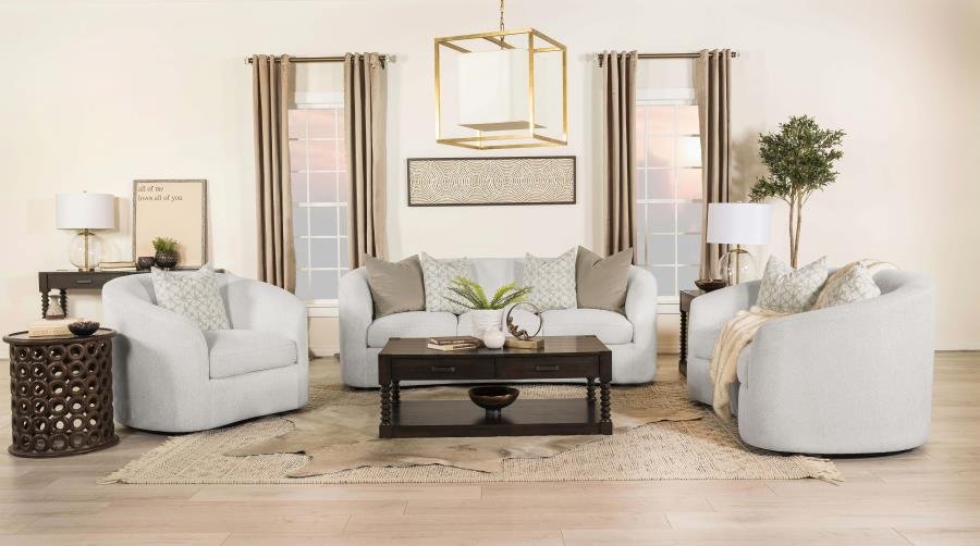 RAINN 3-PIECE BOUCLE UPHOLSTERED SLOPED ARM SOFA SET LATTE
