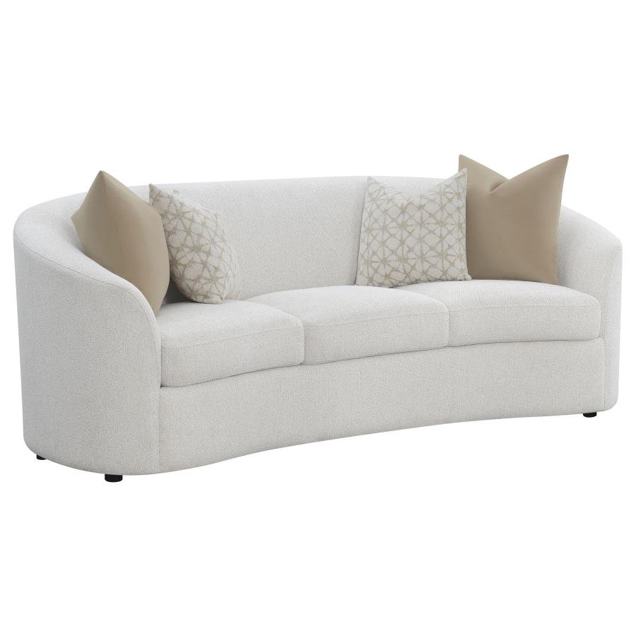 RAINN BOUCLE UPHOLSTERED SLOPED ARM SOFA LATTE