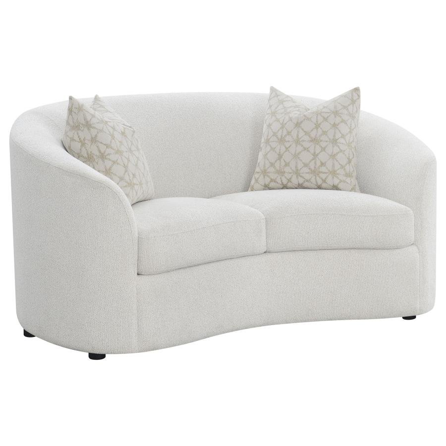 RAINN BOUCLE UPHOLSTERED SLOPED ARM LOVESEAT LATTE