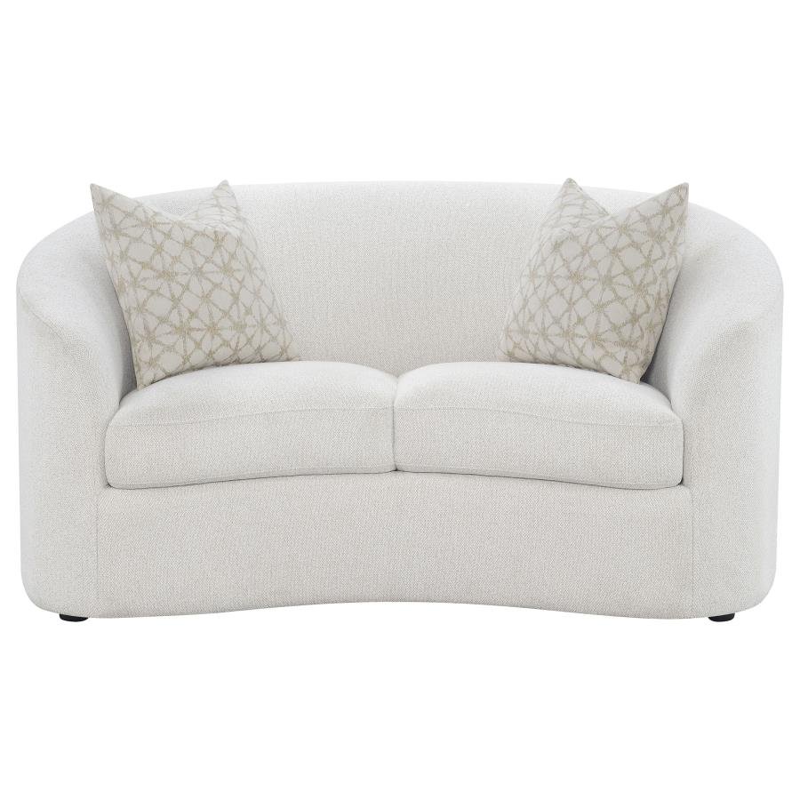 RAINN BOUCLE UPHOLSTERED SLOPED ARM LOVESEAT LATTE - Image 3