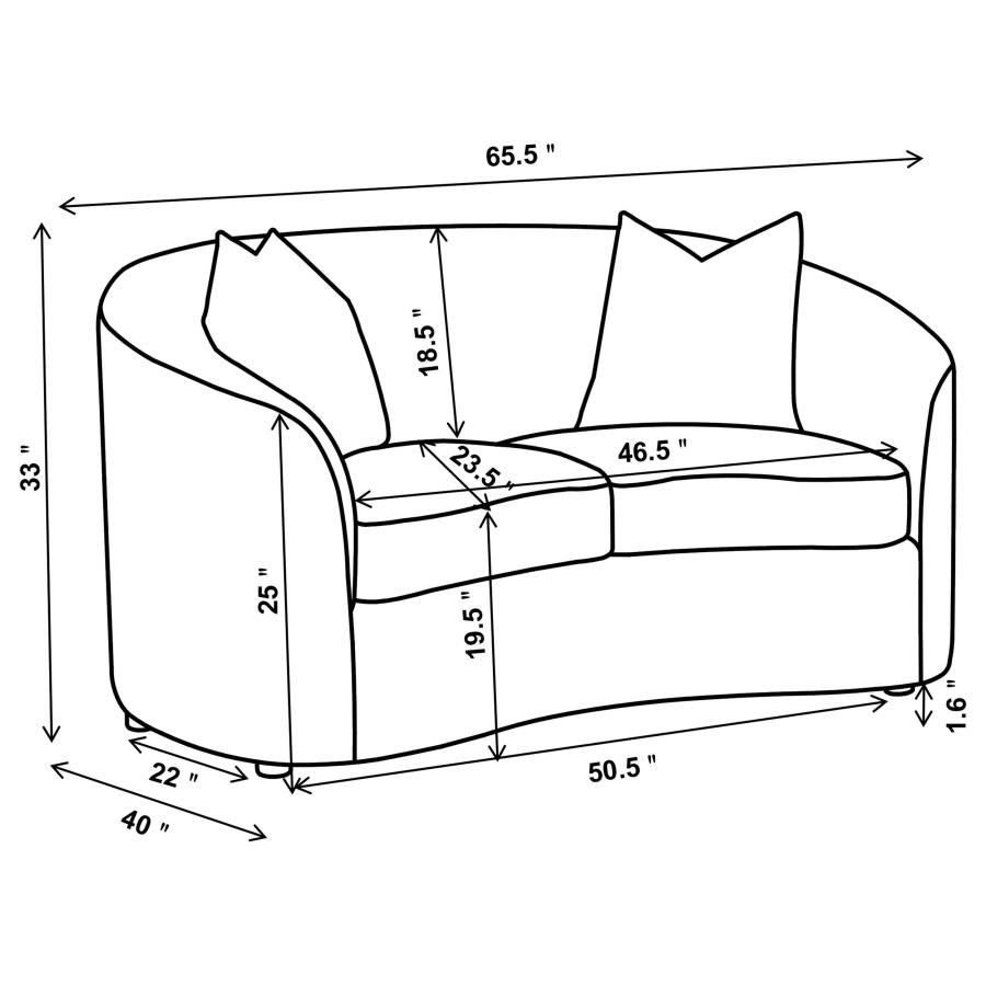 RAINN BOUCLE UPHOLSTERED SLOPED ARM LOVESEAT LATTE - Image 12