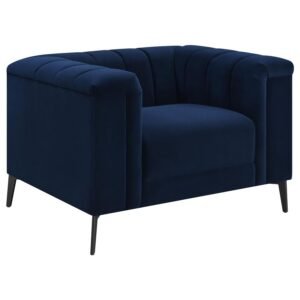 CHALET UPHOLSTERED TUXEDO ARM TUFTED CHAIR BLUE