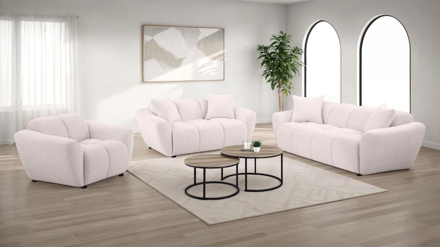 DESTINO 3-PIECE CHENILLE SPLAYED ARM SOFA SET GREIGE