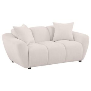 DESTINO CHENILLE UPHOLSTERED SPLAYED ARM LOVESEAT GREIGE