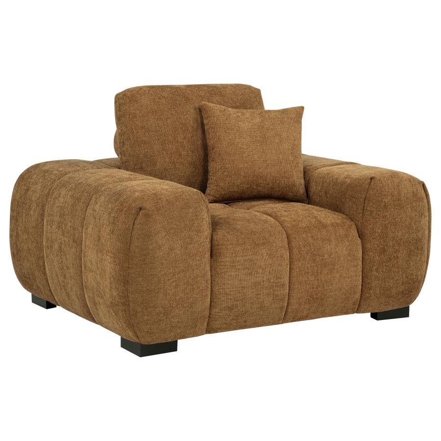 OCTAVIA UPHOLSTERED TRACK ARM ACCENT CHAIR AMBER
