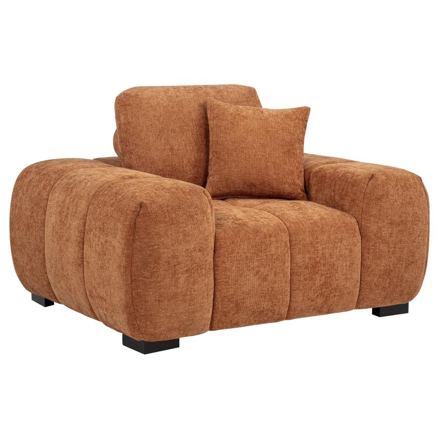 OCTAVIA UPHOLSTERED TRACK ARM ACCENT CHAIR ORANGE