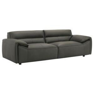 BUXTON TOP GRAIN LEATHER UPHOLSTERED SOFA GRAPHITE
