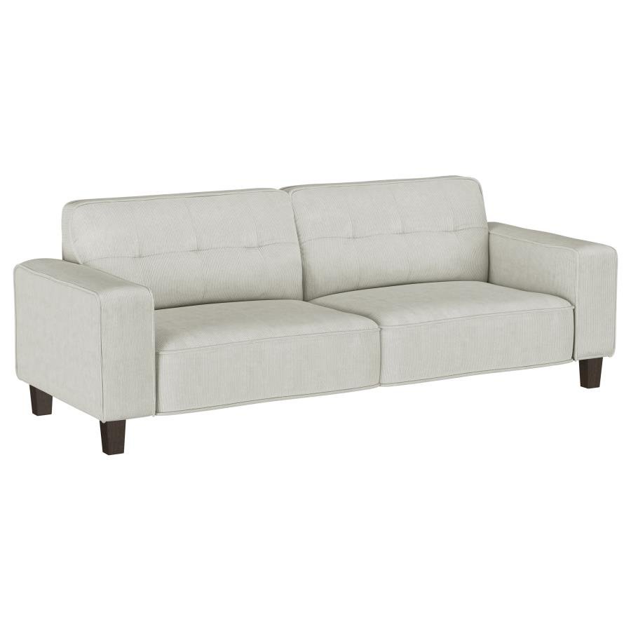 DEERHURST UPHOLSTERED TRACK ARM TUFTED SOFA GREIGE
