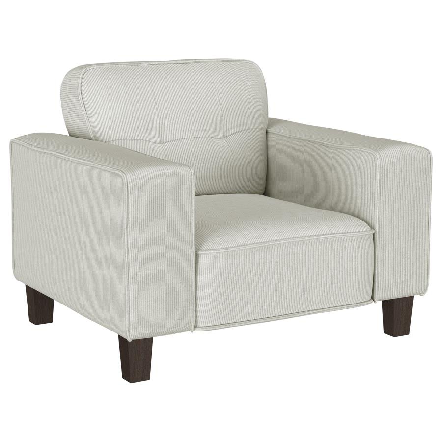 DEERHURST UPHOLSTERED TRACK ARM TUFTED ACCENT CHAIR GREIGE