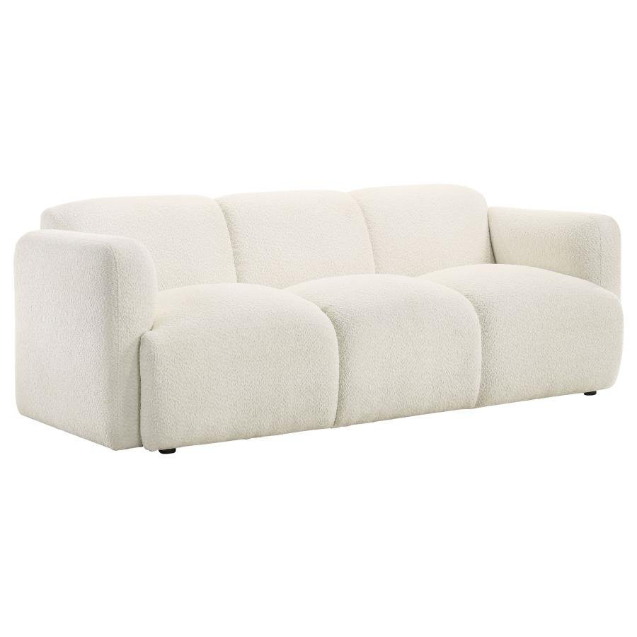 DORSET FABRIC UPHOLSTERED ROUND TRACK ARM SOFA WHITE