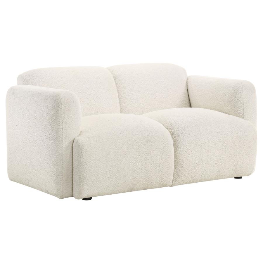DORSET FABRIC UPHOLSTERED ROUND TRACK ARM LOVESEAT WHITE