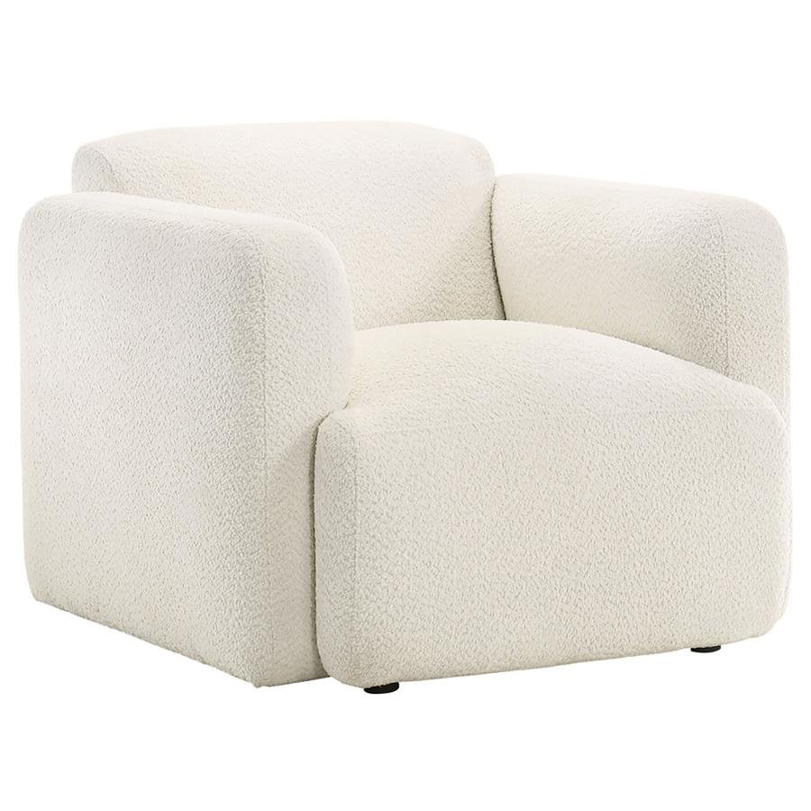 DORSET FABRIC UPHOLSTERED ROUND TRACK ARM ACCENT CHAIR WHITE