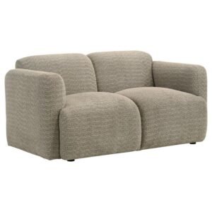 DORSET FABRIC UPHOLSTERED ROUND TRACK ARM LOVESEAT BROWN