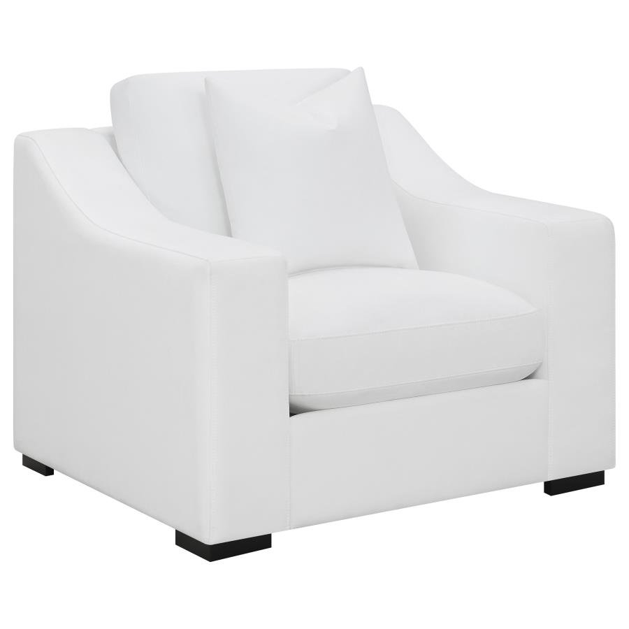 ASHLYN UPHOLSTERED SLOPED ARM ACCENT CHAIR WHITE