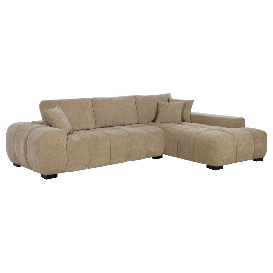 OCTAVIA UPHOLSTERED SECTIONAL CHAISE SOFA CAMEL