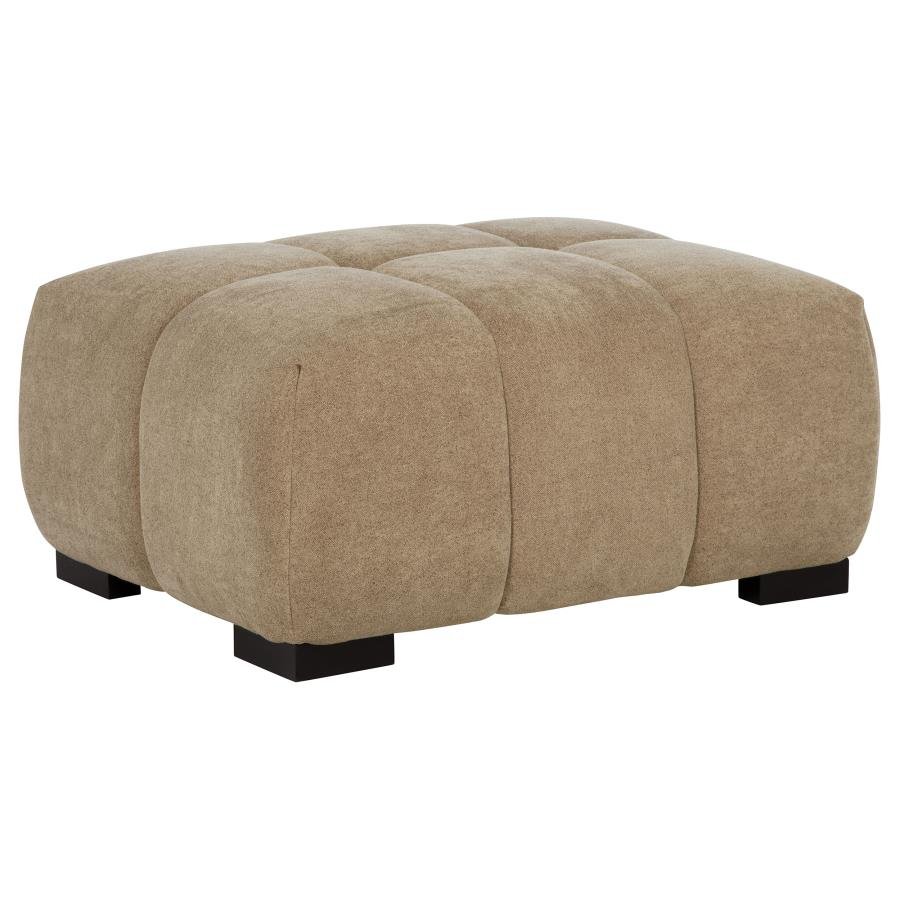 OCTAVIA UPHOLSTERED RECTANGULAR OTTOMAN CAMEL