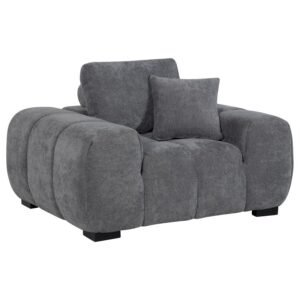 OCTAVIA UPHOLSTERED TRACK ARM ACCENT CHAIR CHARCOAL GREY