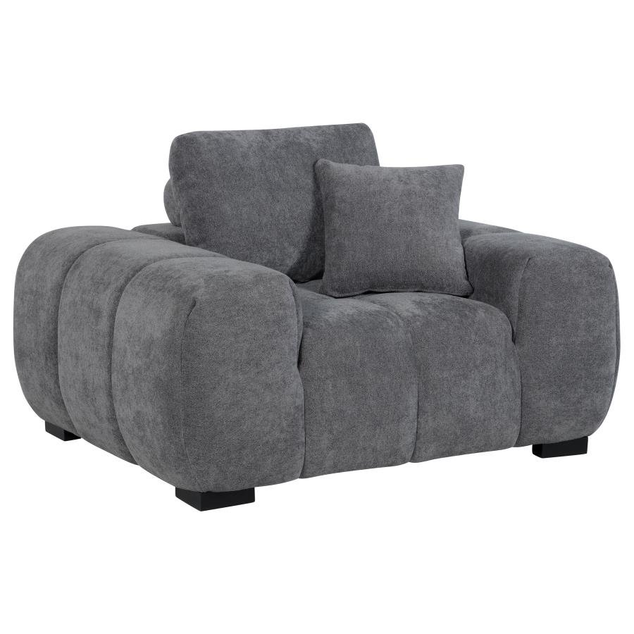 OCTAVIA UPHOLSTERED TRACK ARM ACCENT CHAIR CHARCOAL GREY