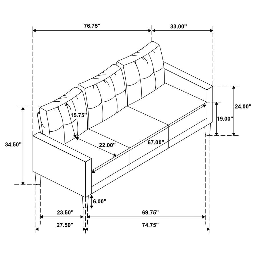 BOWEN II FABRIC UPHOLSTERED TRACK ARM SOFA STEEL GREY - Image 11