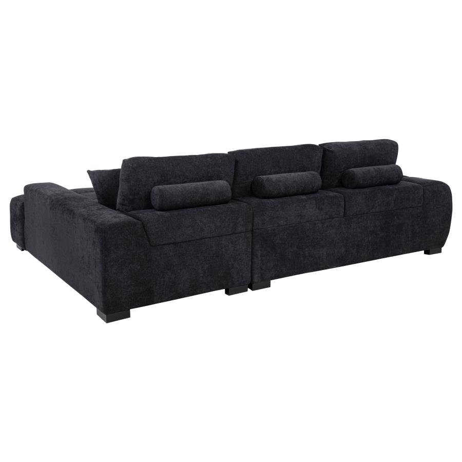 OCTAVIA UPHOLSTERED SECTIONAL CHAISE SOFA BLACK - Image 4