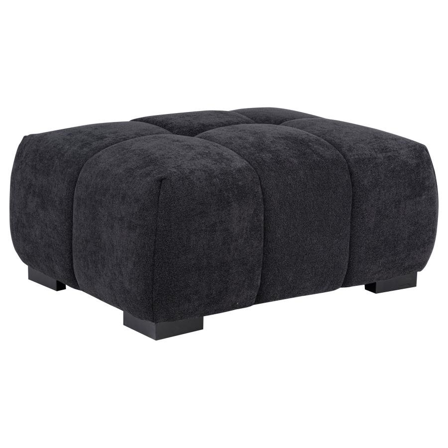 OCTAVIA UPHOLSTERED RECTANGULAR OTTOMAN BLACK