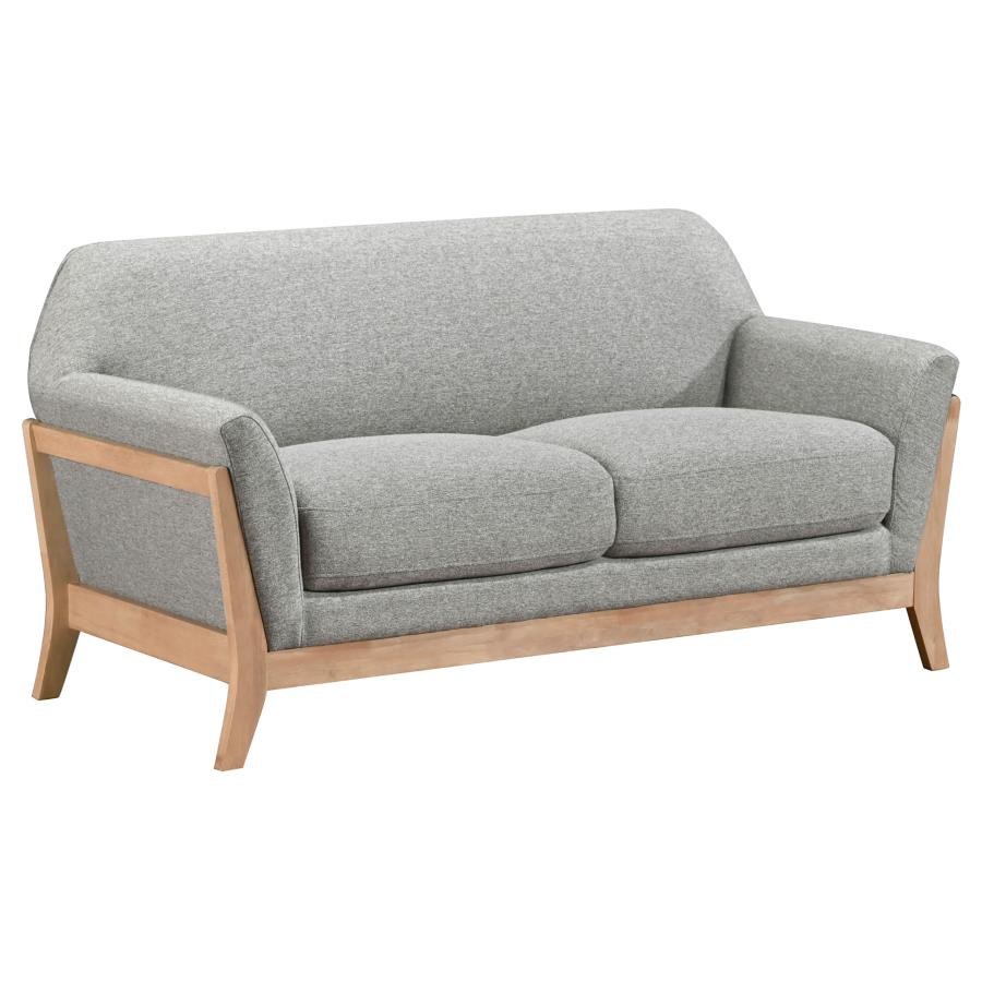VAUGHN FABRIC UPHOLSTERED FLARED ARM LOVESEAT GREY