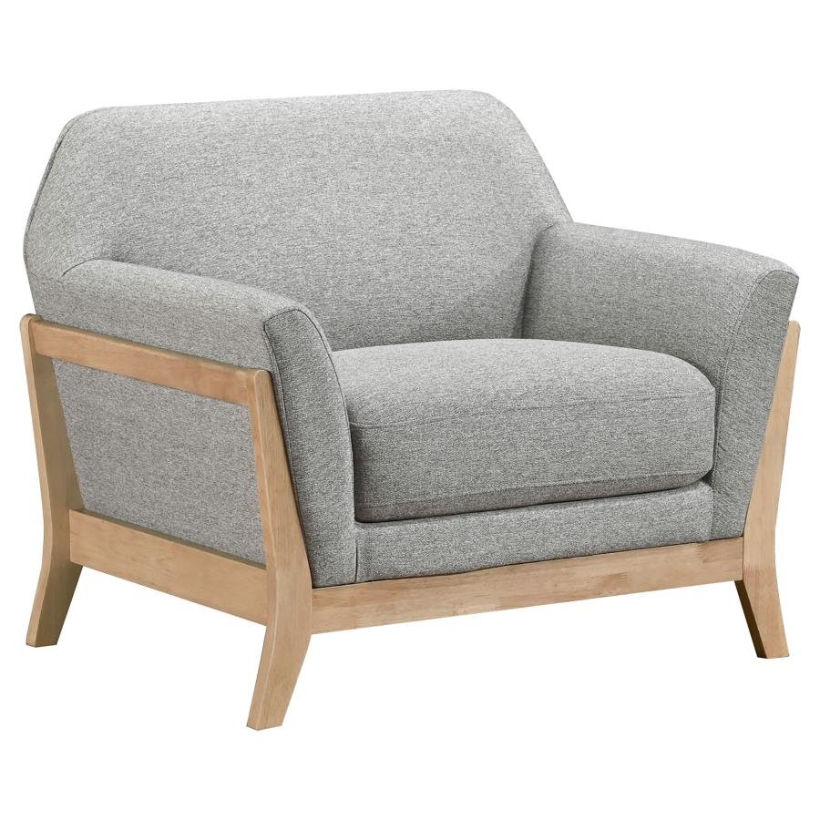 VAUGHN FABRIC UPHOLSTERED FLARED ARM ACCENT CHAIR GREY