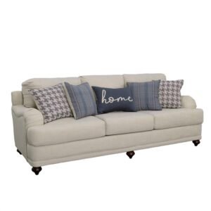 GLENN UPHOLSTERED ENGLISH ARM SOFA LIGHT GREY AND BLUE
