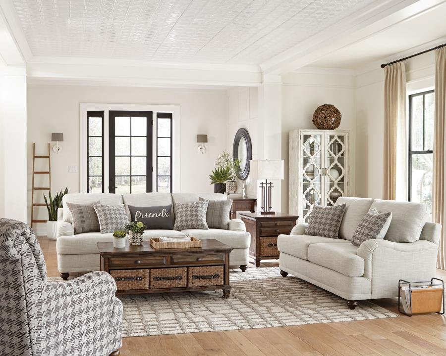 GLENN 3-PIECE UPHOLSTERED SOFA SET LIGHT GREY AND GREY