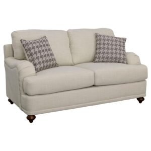 GLENN UPHOLSTERED ENGLISH ARM LOVESEAT LIGHT GREY AND GREY