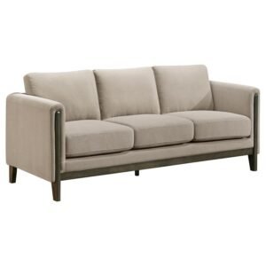 ISLINGTON FABRIC UPHOLSTERED PANEL ARM SOFA TAUPE