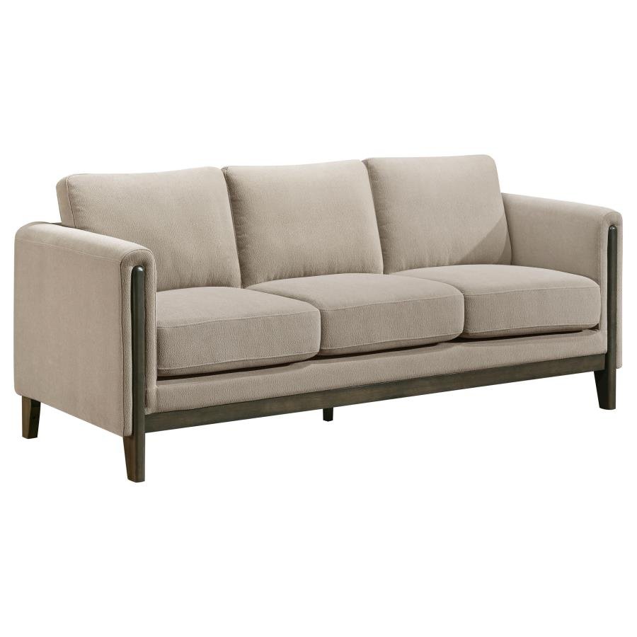 ISLINGTON FABRIC UPHOLSTERED PANEL ARM SOFA TAUPE