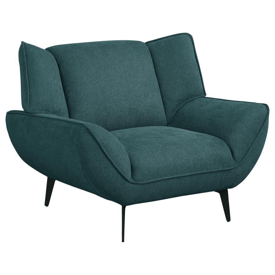 ACTON UPHOLSTERED FLARED ARM ACCENT CHAIR TEAL BLUE