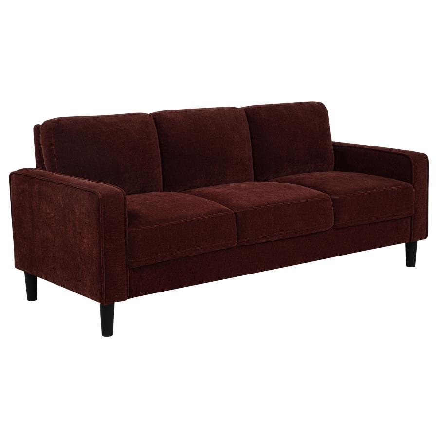 RUTH 77-INCH FABRIC UPHOLSTERED TRACK ARM SOFA RUST RED