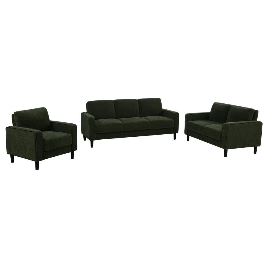 RUTH 3-PIECE FABRIC UPHOLSTERED TRACK ARM SOFA MATCHA GREEN