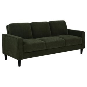RUTH 77-INCH FABRIC UPHOLSTERED TRACK ARM SOFA MATCHA GREEN