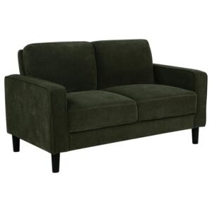 RUTH FABRIC UPHOLSTERED TRACK ARM LOVESEAT MATCHA GREEN