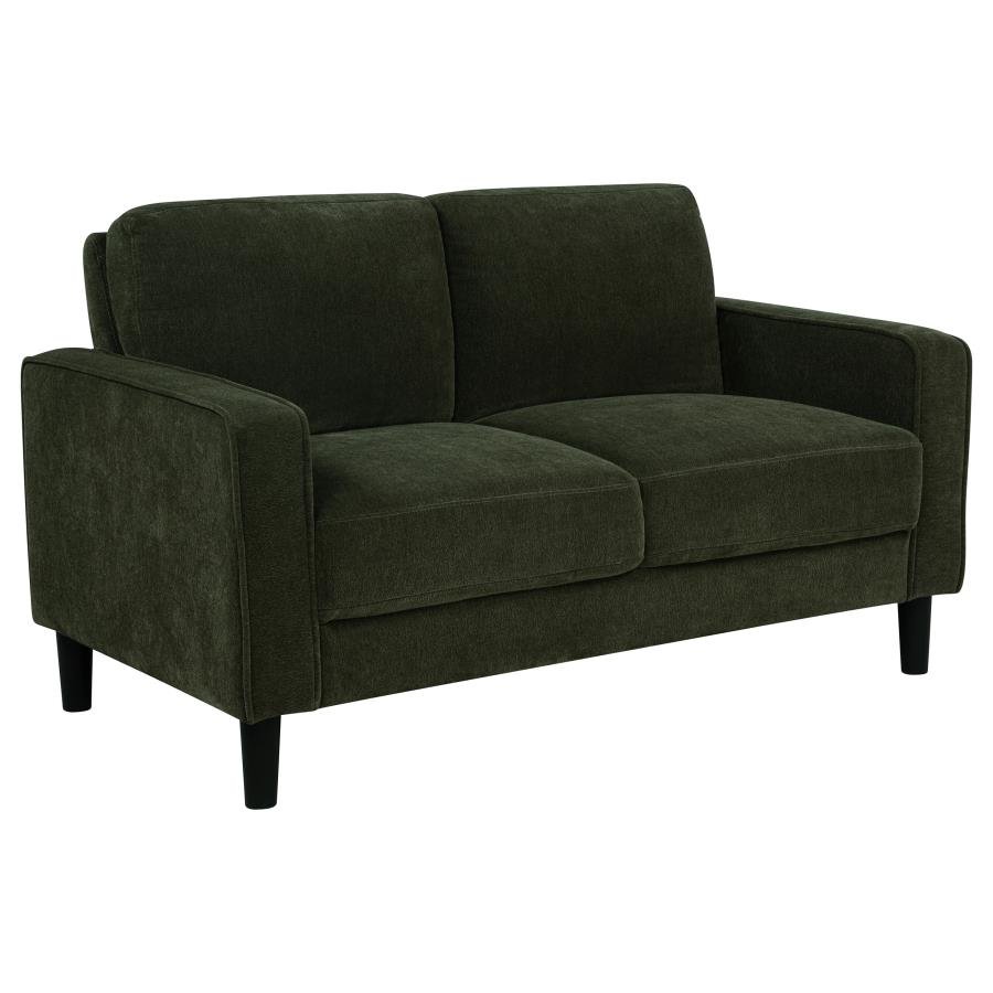 RUTH FABRIC UPHOLSTERED TRACK ARM LOVESEAT MATCHA GREEN