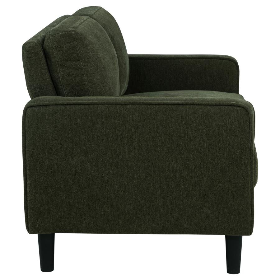 RUTH FABRIC UPHOLSTERED TRACK ARM LOVESEAT MATCHA GREEN - Image 8