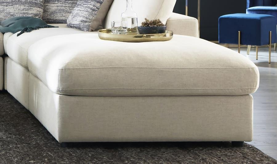 SERENE SQUARE UPHOLSTERED OTTOMAN BEIGE - Image 2