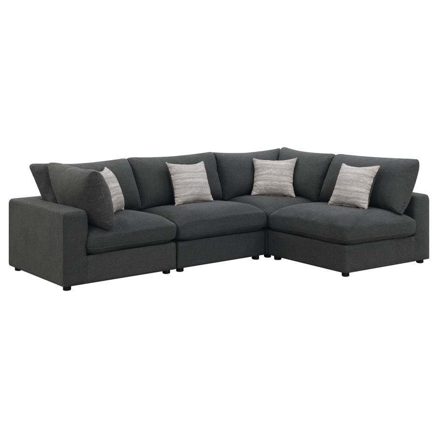 SERENE 4-PIECE UPHOLSTERED MODULAR SECTIONAL SOFA CHARCOAL