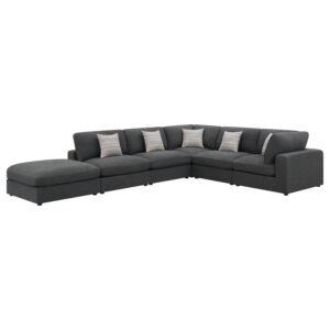 SERENE 6-PIECE UPHOLSTERED MODULAR SECTIONAL SOFA CHARCOAL