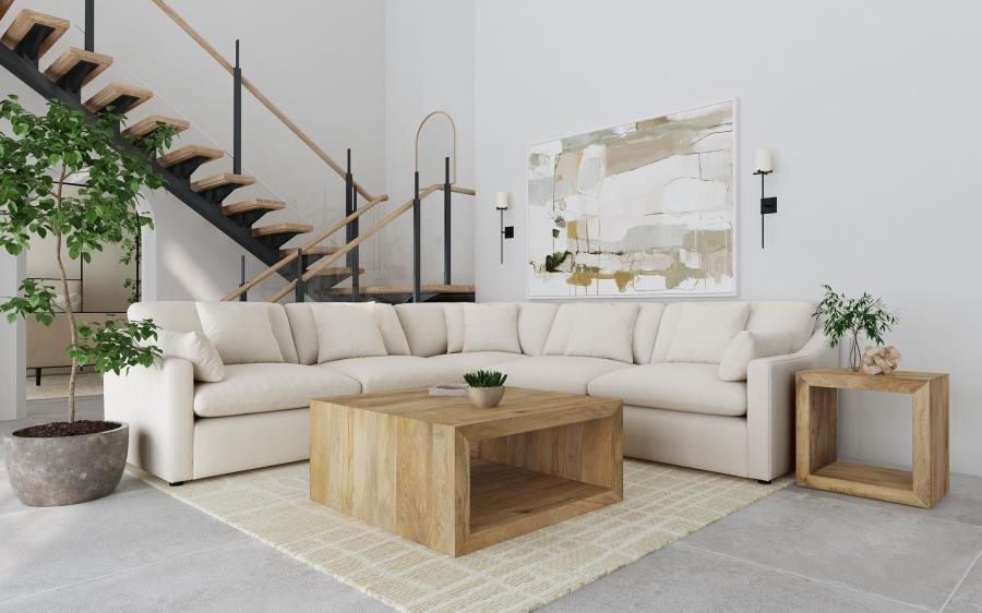 HOBSON 5-PIECE UPHOLSTERED MODULAR SECTIONAL SOFA IVORY