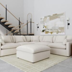 HOBSON 6-PIECE UPHOLSTERED MODULAR SECTIONAL SOFA IVORY