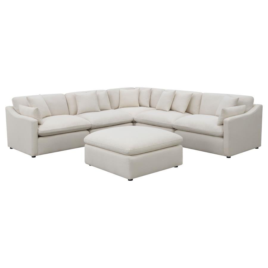 HOBSON 6-PIECE UPHOLSTERED MODULAR SECTIONAL SOFA IVORY - Image 2