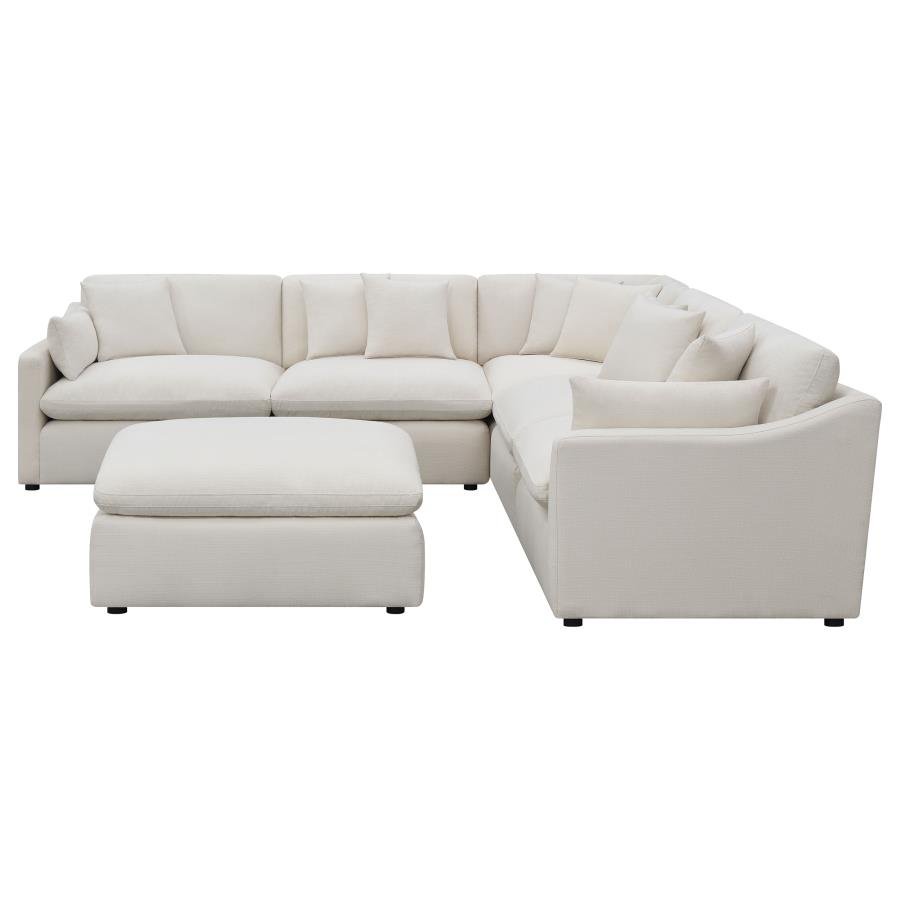 HOBSON 6-PIECE UPHOLSTERED MODULAR SECTIONAL SOFA IVORY - Image 3