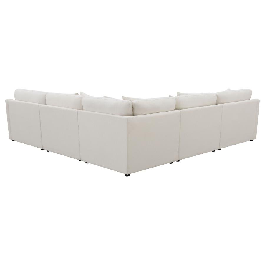 HOBSON 6-PIECE UPHOLSTERED MODULAR SECTIONAL SOFA IVORY - Image 4