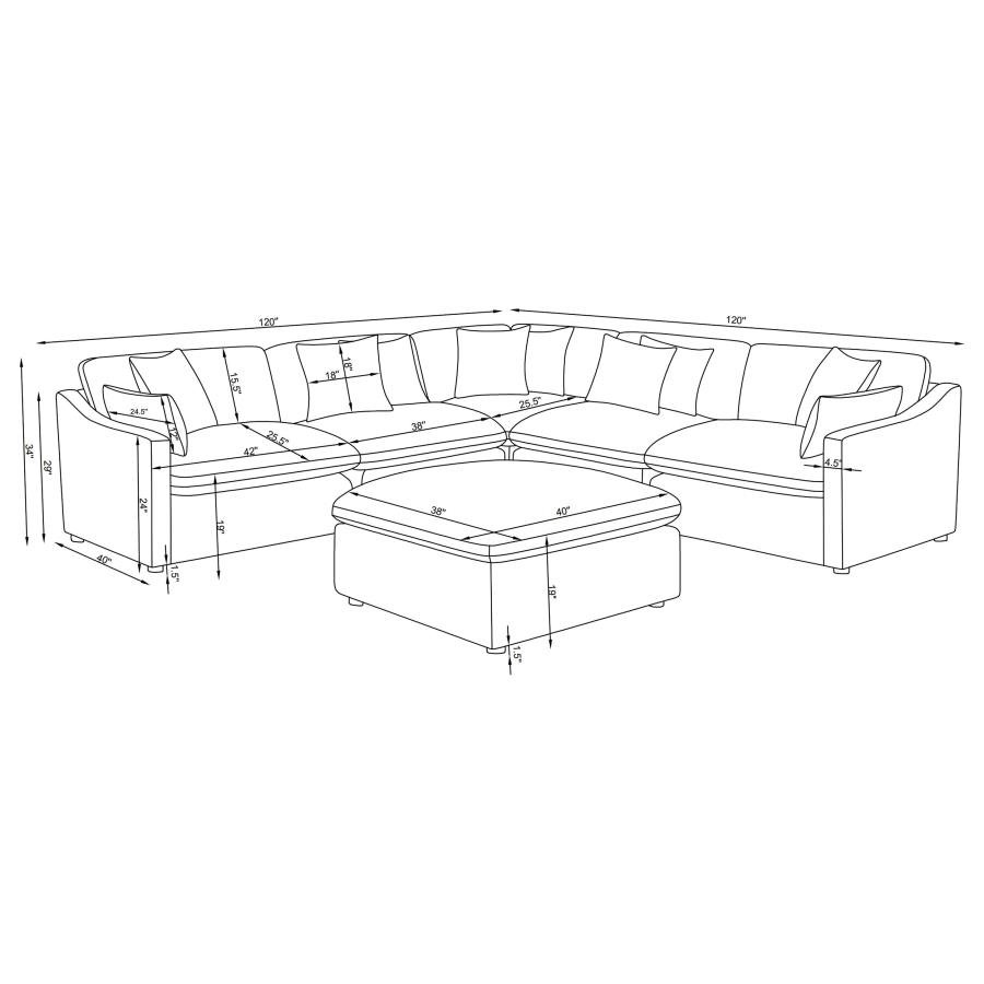 HOBSON 6-PIECE UPHOLSTERED MODULAR SECTIONAL SOFA IVORY - Image 12