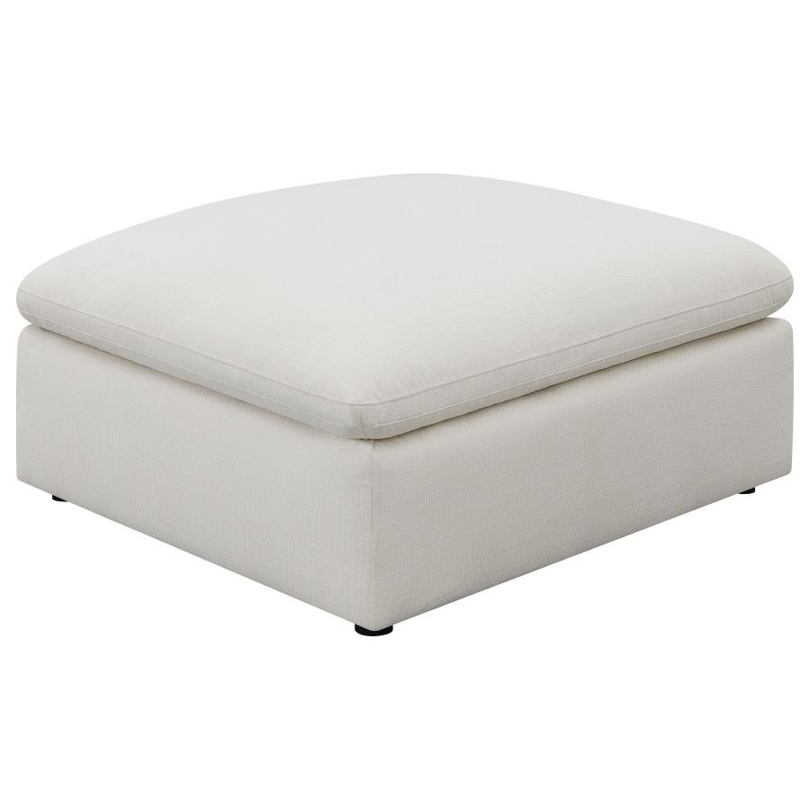 HOBSON SQUARE UPHOLSTERED OTTOMAN IVORY
