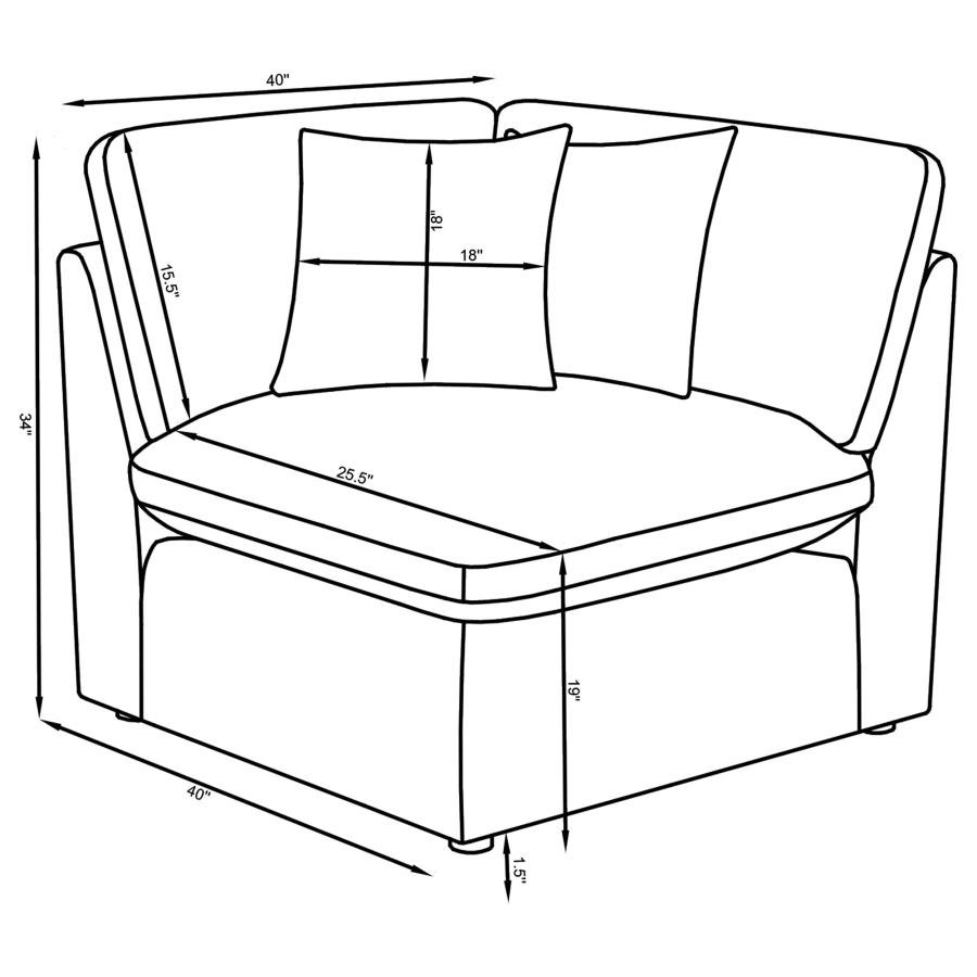 HOBSON 5-PIECE UPHOLSTERED MODULAR SECTIONAL SOFA CHARCOAL - Image 9